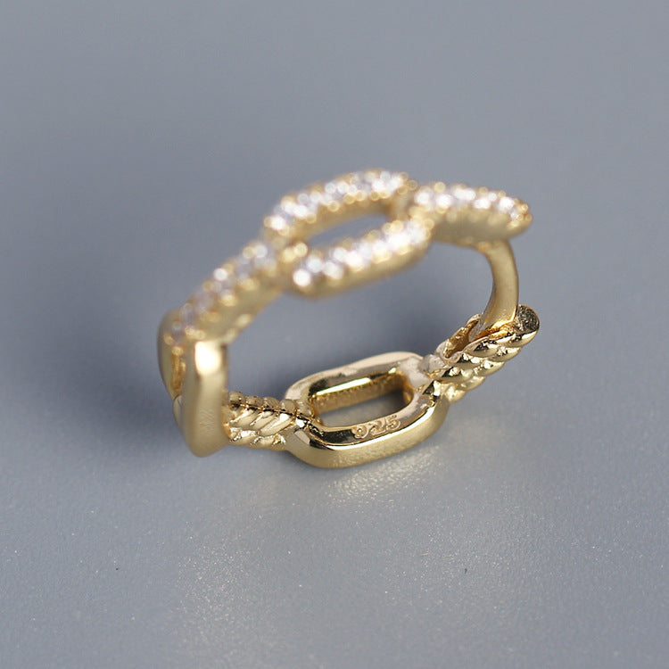 S925 Sterling Silber INS Nischenkette Diamantbesetzte Design-Ohrringe
