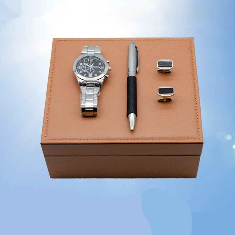 Geschenk-SET mit Herren Quartz Uhr und Manschettenknöpfen