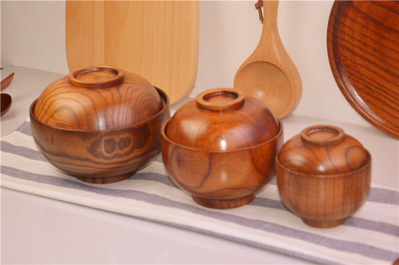 Massivholzschüssel mit Deckel für Porridge oder ähnliches aus Jujube-Holz !