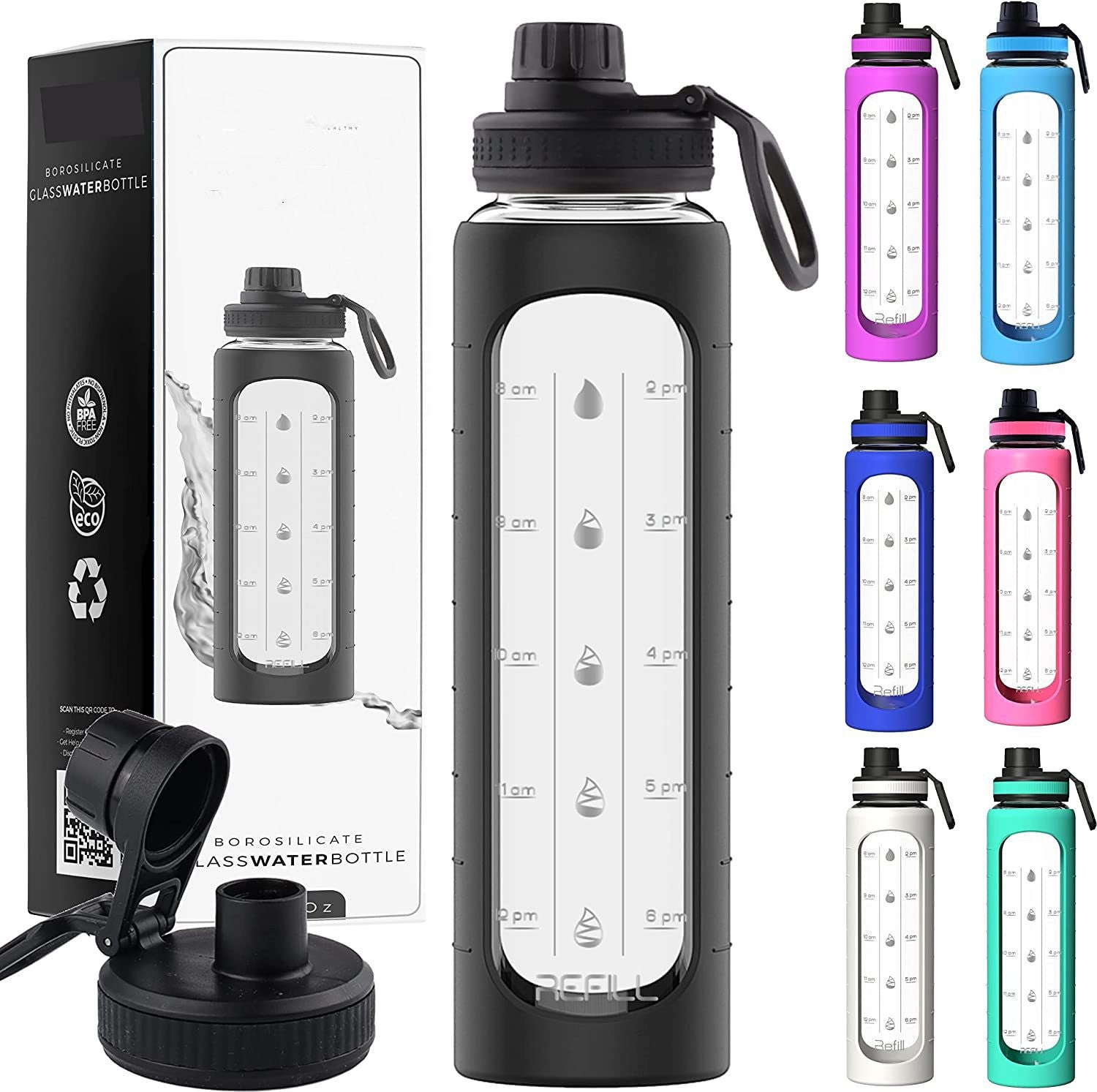 Sport Trinkflsche aus Glas! hygienisch, hitzebeständig und auslaufsicher !