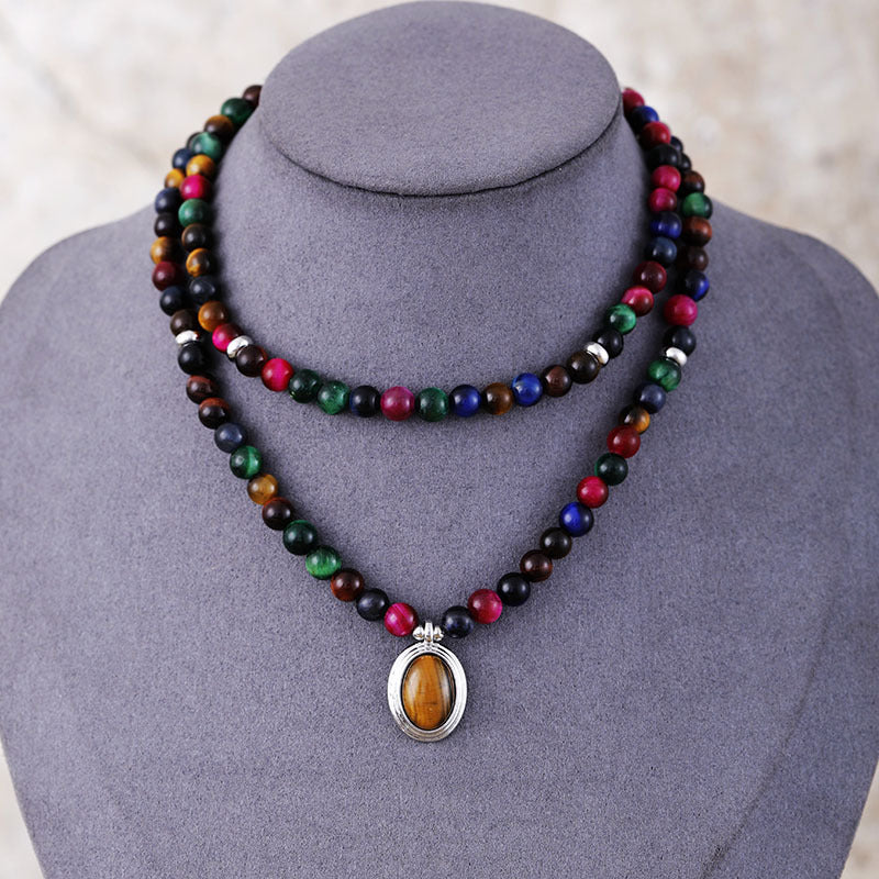 wunderschöne Halskette ! große Tigerauge-Anhänger (108 Stück) für Naturstein, Meditation !