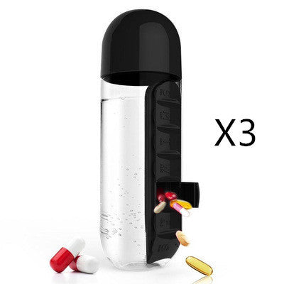 2-in-1-Trinkflasche-Tablettenbox für 7 Tage, 7 Fächer, ideal für unterwegs! Günstige Set´s erhältlich !!