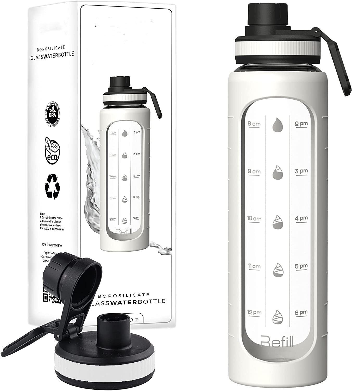 Sport Trinkflsche aus Glas! hygienisch, hitzebeständig und auslaufsicher !