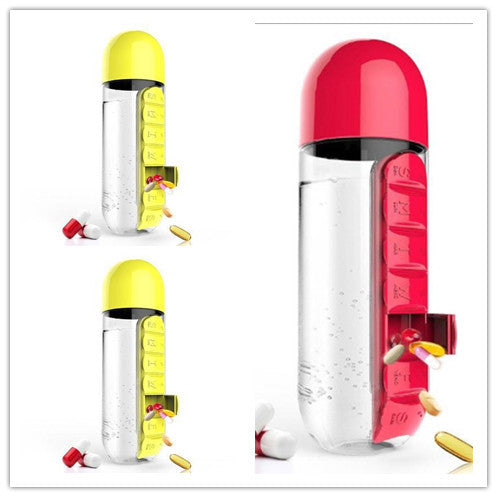 2-in-1-Trinkflasche-Tablettenbox für 7 Tage, 7 Fächer, ideal für unterwegs! Günstige Set´s erhältlich !!